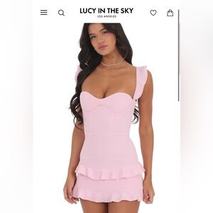 NWT Lucy in the Sky Ruffle Corset dress in pink Size XS